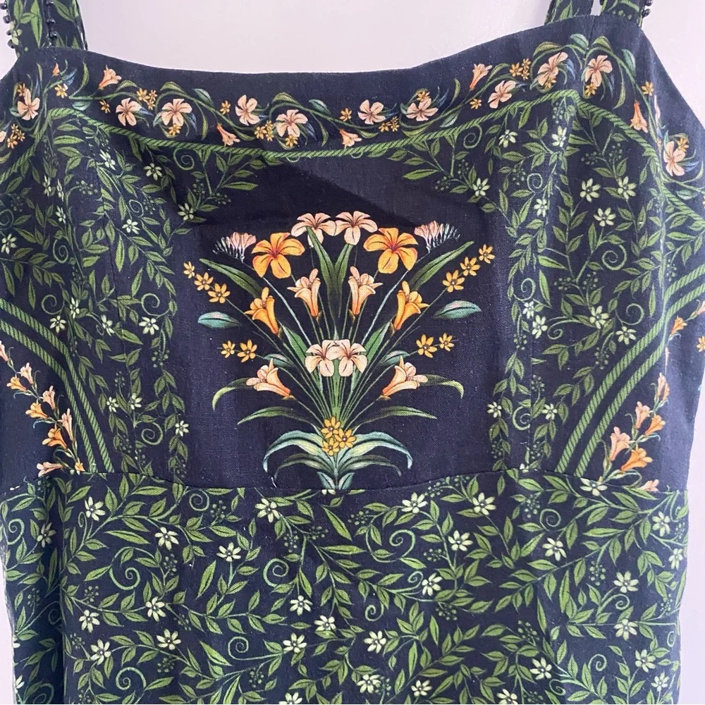 Anthropologie Farm Rio Flowers Arch Sleeveless Linen Blend Midi Dress M NWT - Picture 4 of 6